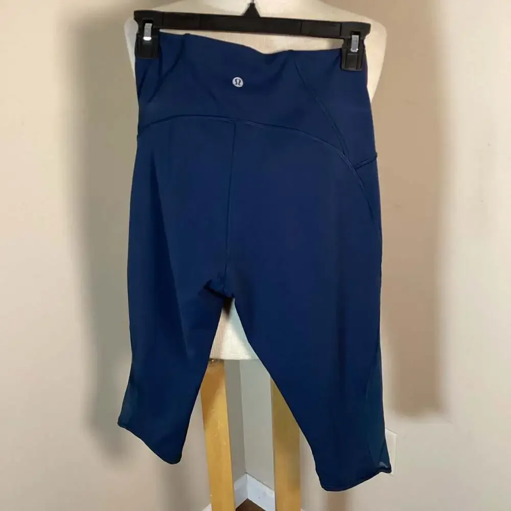Lululemon Mesh Panel Crop Leggings Navy Blue Size 10 - Picture 4 of 4